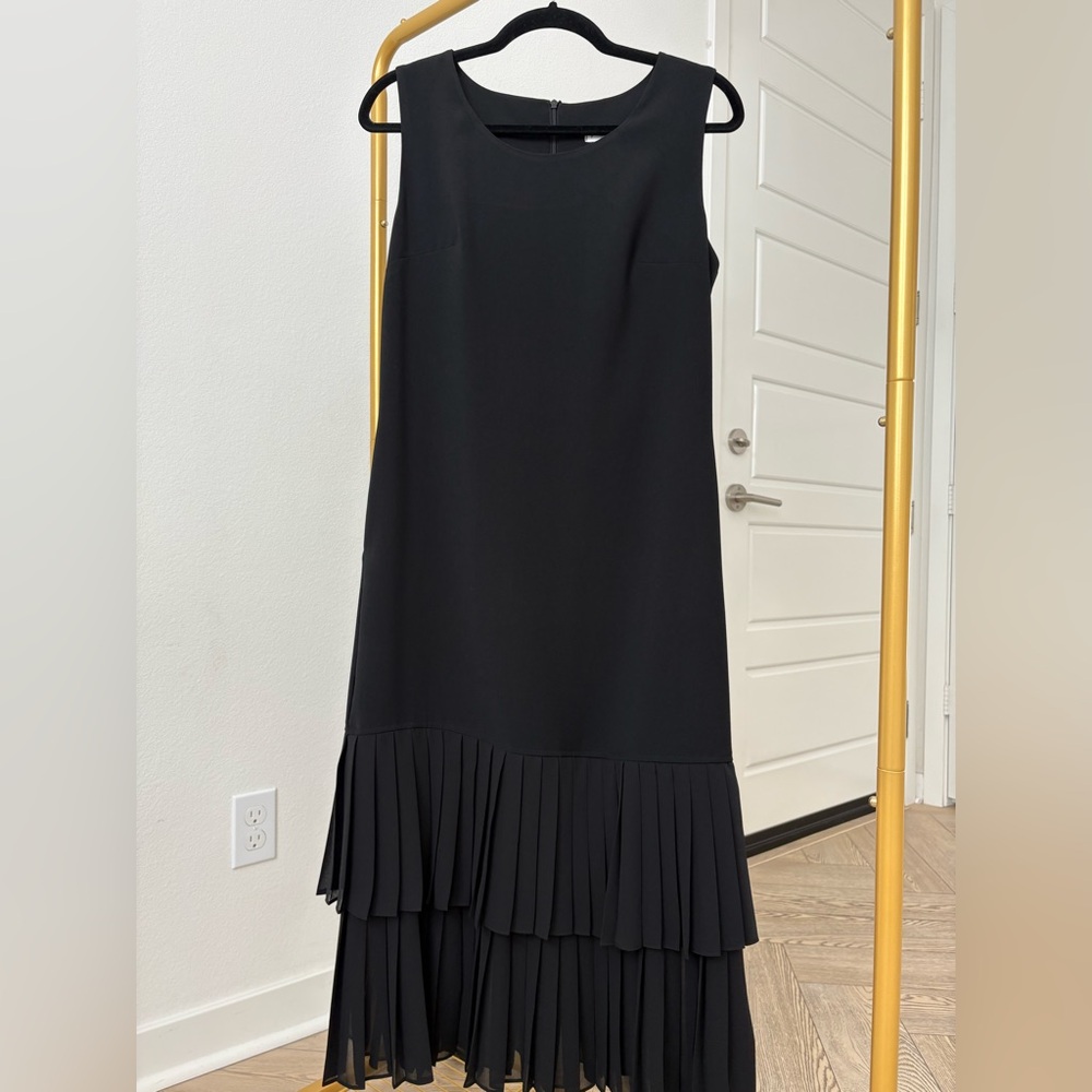 Rising Star Black Maxi Dress with Pleated Hem